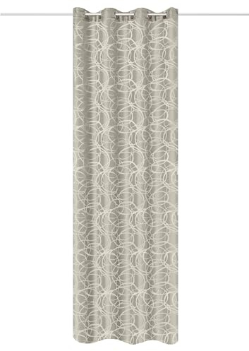 HOME WOHNIDEEN Ösenschal Lenny, Jacquardmuster Kreise, 245x140 cm, Blickdicht, Farbe:Taupe, Größe:245 x 140 cn, Anzahl: 1x
