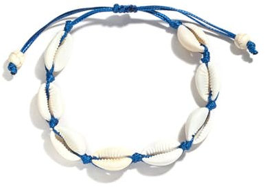 Wisafory Bracelet en coquillage - Bracelet en coquillage - Réglable - Bracelet de cheville - Accessoire de plage hawaïen pour femmes et filles, taille unique, Tissu
