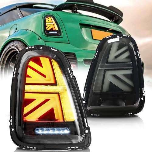 VLAND Rückleuchten für Mini Cooper R56 R57 R58 R59 2007-2013 Rückleuchten mit sequenziellem Blinklicht, mit E-Prüfzeichen (Geräuchert)