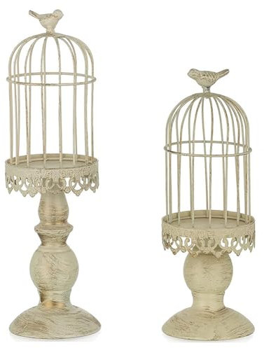 Slakerbe 2 Stück Kerzenständer Vintage Vogelkäfig Deko,Kerzenhalter Kerzenleuchter für Stumpenkerzen Dekorativer Kerzen Ständer aus Eisen für Abendessen Bei Kerzenlicht Party Hochzeit