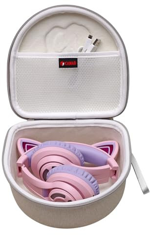 XANAD Kids Headphones Wireless Case for EarFun/iClever/awatrue/Usoun/JoySpark/Sendowtek/OTL/Rebocico Cat Ear Over-ear Bluetooth Headphone (White)