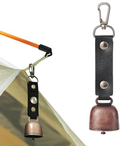 Bear Bell - Campanello multifunzione da escursionismo, anti-smarrimento, per animali domestici, con cinturino in pelle PU, per sopravvivenza, escursionismo, ciclismo, pesca, arrampicata