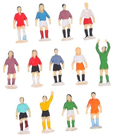WOONEKY Fußballspieler Modell Aus Kunststoff 13 Stück Miniatur 1:87 Simulierende Dekofiguren Für Zimmer Und Bürodekoration
