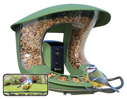 Birdfy 2 Base Vogelfutterhaus mit Kamera und App, 1080P Wireless Futterstation mit Farbnachtsicht, Live Vogelbeobachtung, Automatisch Vogelaufnahme, Echtzeit Benachrichtigung, Solarbetrieb