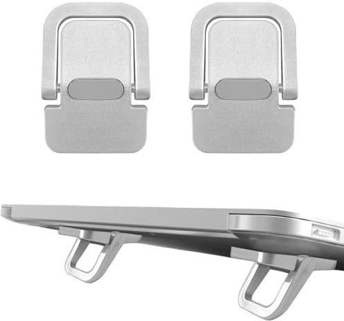 NECXON Paire de Mini rehausseurs de Clavier, Pieds d'ordinateur Portable avec Silicone antidérapant, Support de Clavier pour Bureau (Argent)