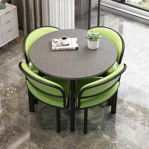 Runder Konferenztisch mit 80 cm MDF-Tischplatte für 4 Personen im Büro, Empfangsraum oder Club