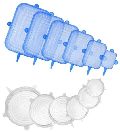 Naisfei 12 Pack Silicone Stretch Lids, Bowl Covers Keep Food Fresh, Silicone Bowl Covers Reusable Silicone Food Wrap, 12 Sizes Food Saver Covers Fit Various Sizes and Shapes Kitchen Containers