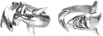 GTYHH 2 Stück Offene Hai-Ringe, 1 Hai-Halskette, Vintage-Ringe Mit Weißem Hai, Hai-Schmuckzubehör, Hai-Geschenke Für Hai-Liebhaber