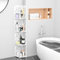 Yiyai 4 Tier Shower Caddy Bathroom Corner Shelf White Floor Standing Shower Corner Shelf, Waterproof PVC Storage Organizer for Home Bathroom Living Room