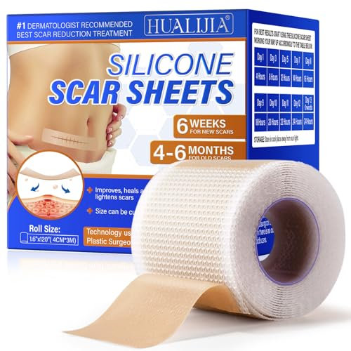 Pansement Silicone Cicatric (1.6x120-3M), Silicone Scar Sheets, Silicone Scar Tape - Bande Silicone Cicatrice Pour les Cicatrices Causées par la Césarienne, Chirurgie, Brûlures, Chéloïdes, l'acné