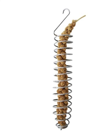 Hirsehalter für Vogelkäfig, 25 cm, Vogelfutterhalter, Papageienfutter, Obstkorb, Hirsehalter für Wellensittiche, Hirse, Sprühhalter, leicht zu reinigen, Vogelfutterspender zum Aufhängen im