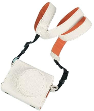 AFGRAPHIC Custodia per fotocamera bianca in pelle sintetica goffrata, copertura integrale anteriore con metà corpo per fotocamera Canon Powershot G7X Mark II, bianco, Custodia per fotocamera