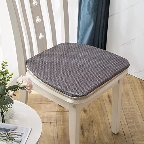 Esszimmerstuhlkissen mit Bändern, waschbar, 45 x 45 cm, rutschfeste Unterseite, Indoor-Sitzkissen, Trapezform, für Außenbereich, Garten, Dunkelgrau, 2 Stück