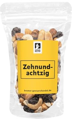 Bremer Gewürzhandel GeNUSSmischung Zehnundachtzig, Nussmix, Studentenfutter mit Spruch, 175g