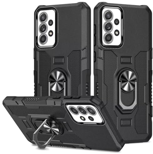 Demnkun Handyhülle für Samsung Galaxy A52 4G / A52 5G / A52s 5G Hülle, Militärschutz Stoßfest Robust Samsung A52 4G / A52 5G / A52s 5G Schutzhülle, Outdoor Harte Case mit Metall Ring Ständer Schwarz