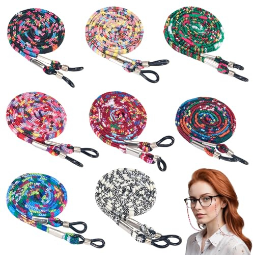 8 Pcs Eyeglass Holder Strap, Glasses Strap Cord Lanyard, Sunglass Retainer Chain for Men Women Kids, Multicolor Eyewear String Safety Band