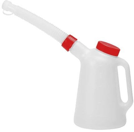 KiBcsLic Benzinkanister Kraftstoffkanister Ölkanister Füllkanister mit klarer Skala, Messkanister mit flexiblem Auslauf und Deckel, geruchsdicht, Werkstatt-Benzinkanister für Autos, Motorräder, 1.2 L