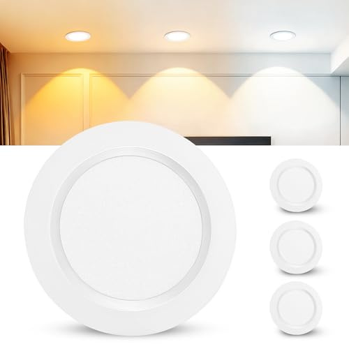 Laiebri 3er Set LED Einbaustrahler 230V, 3.5W Alu LED Spot 3000K Warmweiß 4000K Neutralweiß 6000K Kaltweiß, 300LM Möbeleinbauleuchte Lochmaß 55-58mm und 12mm Flach, IP44 Badezimmer Einbauspots Weiß
