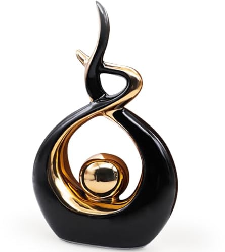 Modern Abstract Art Home Decor Accent,Gold Large Ceramic Statue, TV Stand Table Centerpiece,Creative Ceramic Decorative, Crafts Ornaments Home Decor for Dining Room Office Centerpiece Anniversary