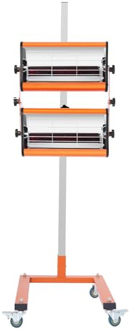 Infrared Heat Lamp for Paint Curing, 2 x 1000W 220V Infrared Radiator Paint Dryer with Rolling Stand, Rotatable Auto Body Panel Curing Lamp, Height & Time Adjustable Automotive Spray Drying Tool