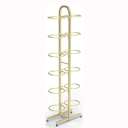 YYLMKMFC Yoga Ball Storage Rack with Movable 3 Tier Design Double Sided Rolling Stand for Fitness and Stability Balls Cart for Home Gym(Gold,6 Tier)