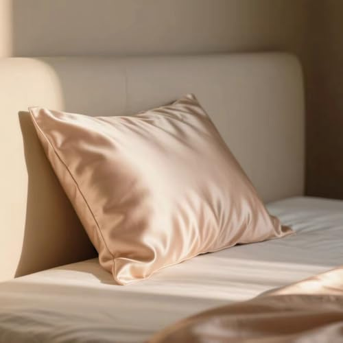 Muama Seidenkissenbezug 30x50 cm Maulbeerseide für Haar & Haut, Beige | Silk Pillowcase, Reduziert Haar-Frizz & Hautfalten, Thermoregulierend, Kühl, atmungsaktiv, Diskreter Reißverschluss, 1 Stück