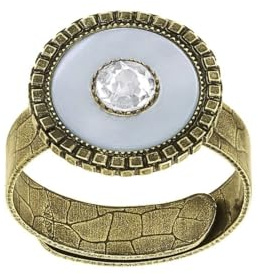 Konplott: Ring Lost and Found, moderner runder Ring mit Muschelplatte und Kristallstein, für Damen/Frauen (messing-weiß)