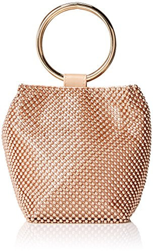 Jessica McClintock Damen Womens Gwen Ball Mesh Ring Wristlet Pouch Clutch Handtasche, Roségold