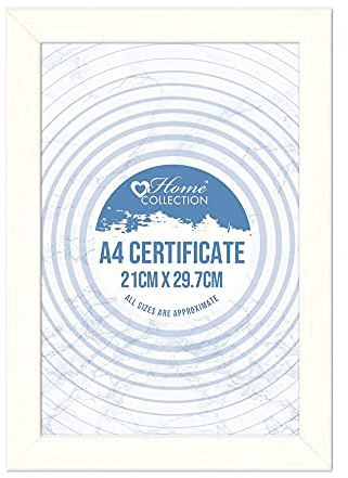 Home Collection A4 210 x 297mm White Picture Frame with Glass, Ready to Hang or Stand