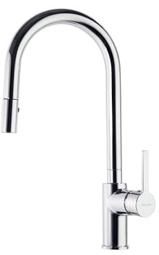 Ramon Soler Grifo de Fregadero de Cocina Monomando con Caño Alto extraíble Cromado con Sistema S2 de Ahorro de Agua Serie Drako