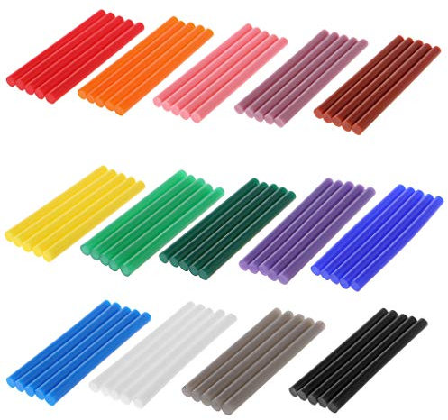 Mentin - Set di 5 bastoncini di colla calda colorata, 7 x 100 mm, colla termofusibile colore glitter per decorazione creativa fai da te (nero)