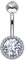 Paula & Fritz® Bauch-nabelpiercing Runder Zirkonia Umrandet 316L Chirurgenstahl Banane Bauch-Piercing Bananabell Nabel-Piercing Silber