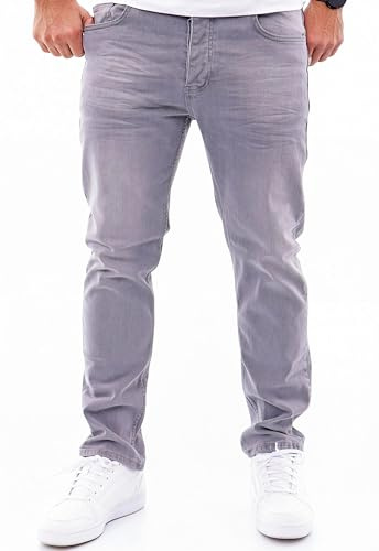 Reslad Jeans-Herren Slim Fit Basic Style Stretch-Denim Jeans-Hose RS-2063 (W34 / L32, Grau)