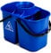 Cubo fregona Fox con escurridor Central - 2 Aguas (Limpia-Sucia) 6,8L en Polipropileno. Señal de Peligro Impresa en Ambos Lados del Cubo (Azul)