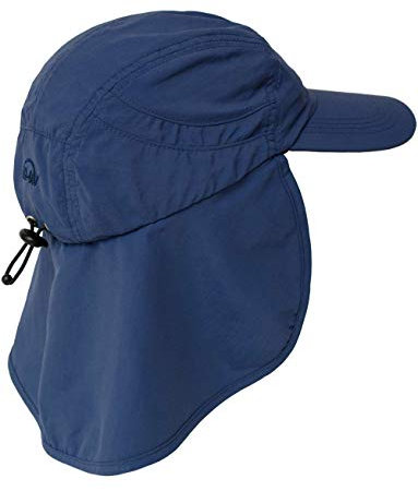 iQ-UV Schutz Kappe mit Nackenschutz für Herren Blau 60-66cm – Sonnenschutz Kappe mit UPF 50+ Schutz – Tüv geprüft – Atmungsaktive Cap mit Nackenschutz für Herren – Mütze mit Schutz für Nacken