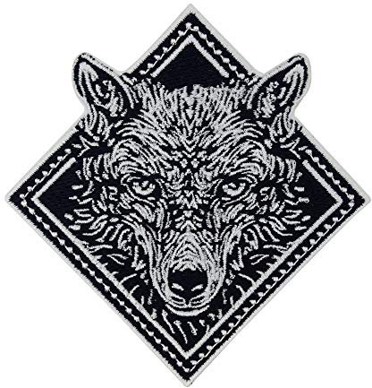 Finally Home Schwarz Weißer Wolf in Rahmen Patch zum Aufbügeln | Tiere Patches, Biker Bügelflicken, Flicken, Wolfskopf Aufnäher