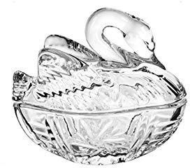 A08 Boîte à sucre en verre avec couvercle en forme de cygne Transparent