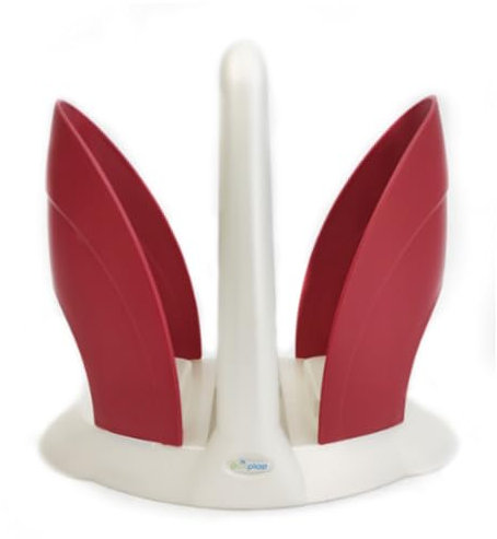 Ecoplast | Portabicchieri in Plastica, per Bicchieri Plastica Usa e Getta, Bianco Perla & Rosso, 22,3x12,5x20, Made in Italy