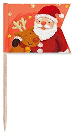 Mas Santa Claus Copo de Nieve Elk Festival Palillo de Dientes Marcado para Fiesta Pastel Alimentos Queso
