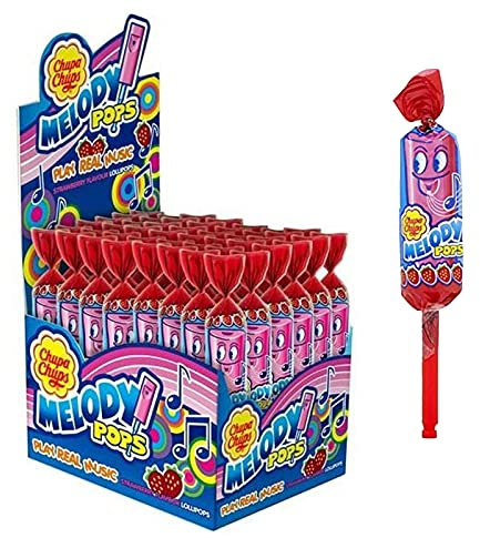 LECCA LECCA CHUPA CHUPS MELODY POPS FRAGOLA FISCHIETTI 48 PZ LOLLIPOP BOX