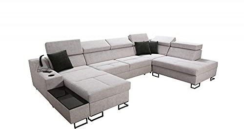 All4All Ecksofa Fosti VI mit Schlaffunktion Bettkasten Wohnlandschaft Polstersofa Sofa Couch Möbel Möbelstück USB Eingang Eckcouch Links Rechts 26 (Links)