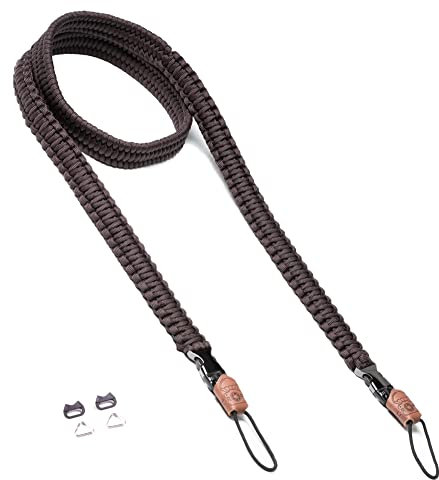 C-Rope Kameragurt THE TRAVELER handgeflochten aus Paracord, Schultergurt mit Schnellverschluss, 140cm, Braun