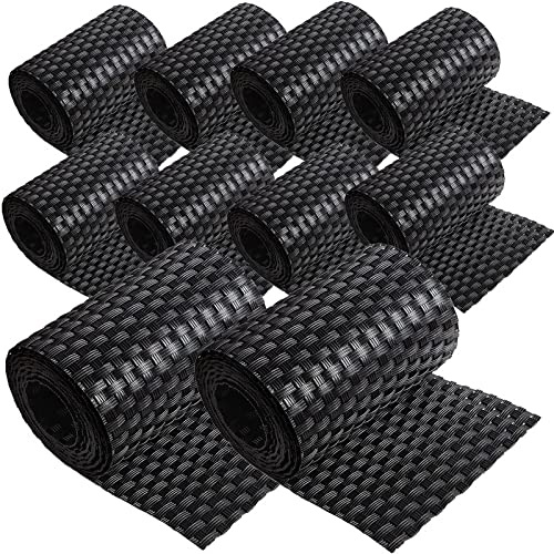 10 x Poly-Rattan Sichtschutzstreifen für Doppelstabzaun Doppelstab Matten Flechtzaun 19|255 cm Schwarz