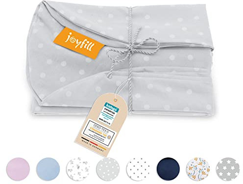 joyfill® Stillkissenbezug [170cm] Kuschelweich & Schadstofffrei Dank 100% zertifizierter ÖKO-TEX Baumwolle I Stillkissen Bezug Made in Germany I Waschbar bei 60° (Grau - Punkte)