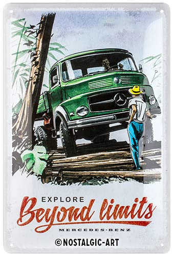 Nostalgic-Art Retro Blechschild, 20 x 30 cm, Daimler Truck – Beyond limits – Geschenk-Idee für Trucker, Original Lizenzprodukt (OLP), aus Metall, Vintage Design, Blechschilder Sprüche