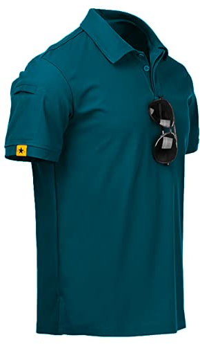 geeksport Poloshirt Herren Kurzarm Freizeit Sport Polo Golf Tshirts Männer Polohemd (Dunkelblau Grün L)