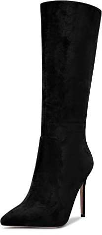 Saekcted Donna Spillo Alto High Tacco Heel Chiusa a Punta Metà polpaccio Cerniera Ufficio Clear Classico Stivali 10 CM Heels Nero 36 EU