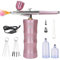 Nlapldy Airbrush Kit with Air Compressor, Upgraded 7.4V 34PSI Air Brush Gun Rechargeable Portable Cordless Air Brush Painting with 0.4mm Nozzle for Painting, Nail Art, Tattoo (Pink)