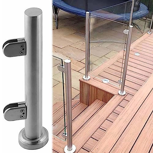 Glasgeländer Glasklemmen Außenbereich Glas-Geländerpfosten, 20 35 43 51 59 Hoch Glas Pool Zaunpfosten, Mit Komplettem Bausatz, Für Garten/ Hausflur/ Dachboden/ Treppe/ Garage/ Stufe ( Color : End Pos