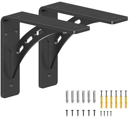 FIRMETAL ,Heavy Duty Shelf Brackets , Max Load 1100 Lbs ,Premium Alloy Metal Mantel Brackets (Set of 2) Fireplace Mantel Brackets - Countertop Support Brackets (6 inch x 5 inch), HEAVY-DUTY 9INCH